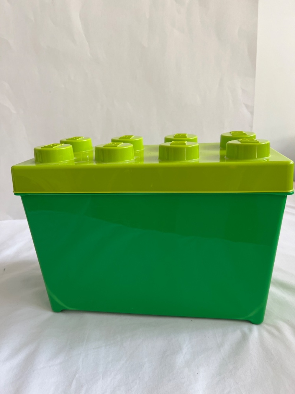 Green Lego Storage Box Dated 2012 Rectangle Measures 13 1/" x 9 1/2" x 6 1/2